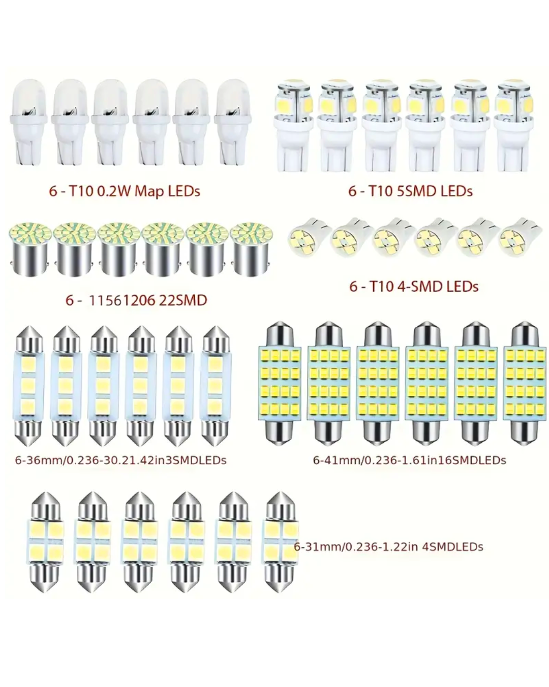 Set 42 komada auto sijalica za enterijer
